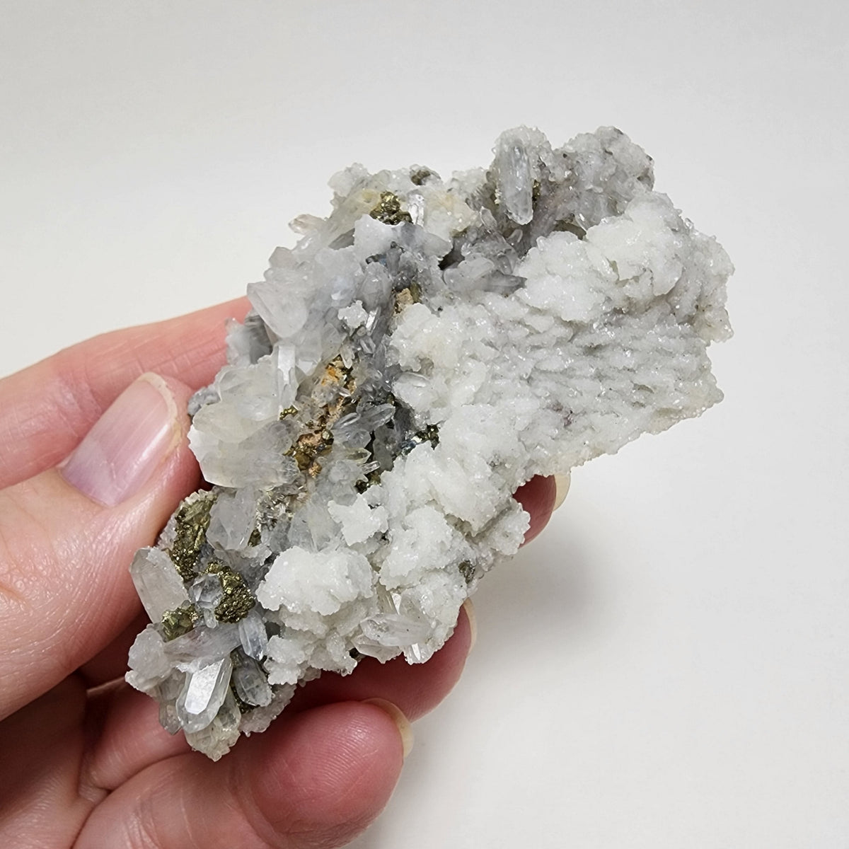  Pyrite on Quartz Crystals | Natural Raw Mineral | 93 Grams | Zacatecas, Mexico 