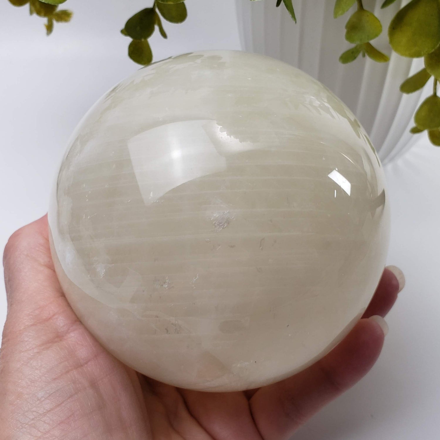 Calcite Sphere | Creamy White Crystal Ball | 110 mm, 4.25 in | Huge 1.9 Kg | China