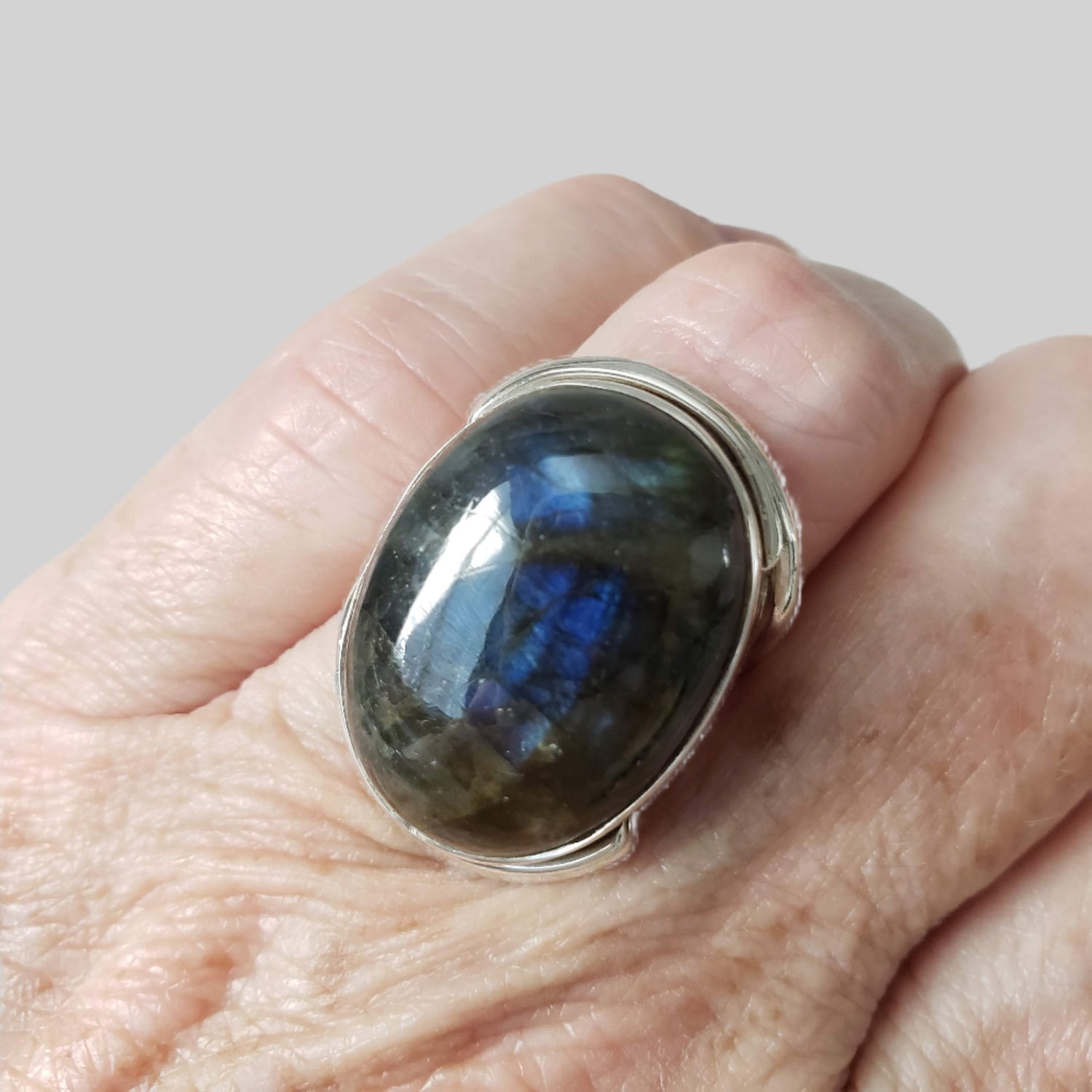  Labradorite Ring | 925 Sterling Silver | Size 8 