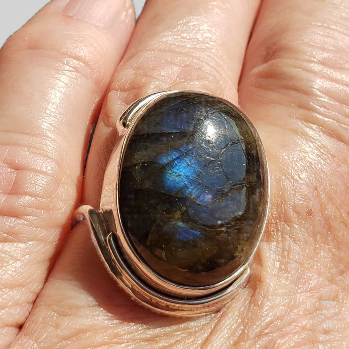  Labradorite Ring | 925 Sterling Silver | Size 8 