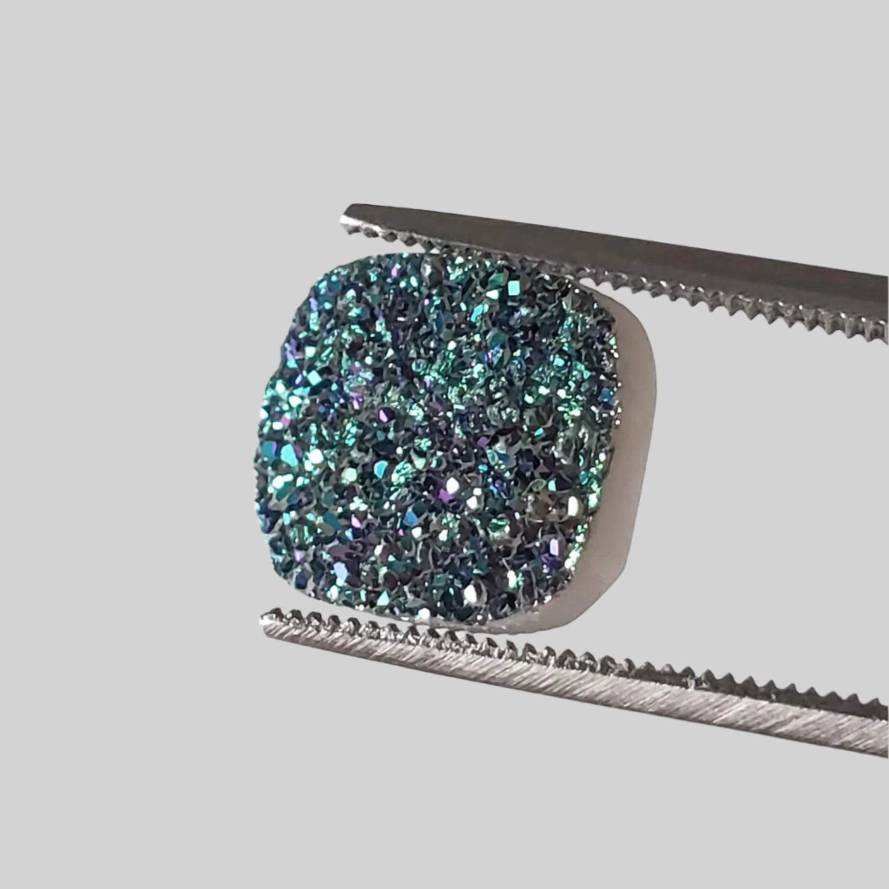   Titanium Druzy | Octagon Tablet | Rainbow Drusy | 12x10mm 3.7ct 