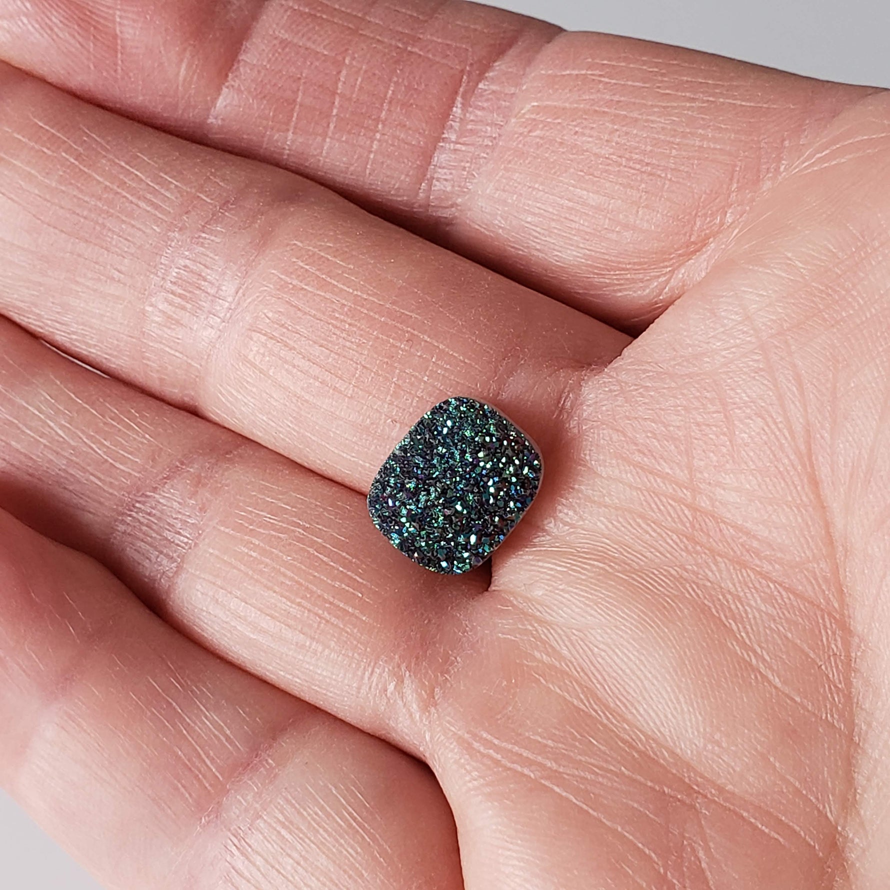   Titanium Druzy | Octagon Tablet | Rainbow Drusy | 12x10mm 3.7ct 