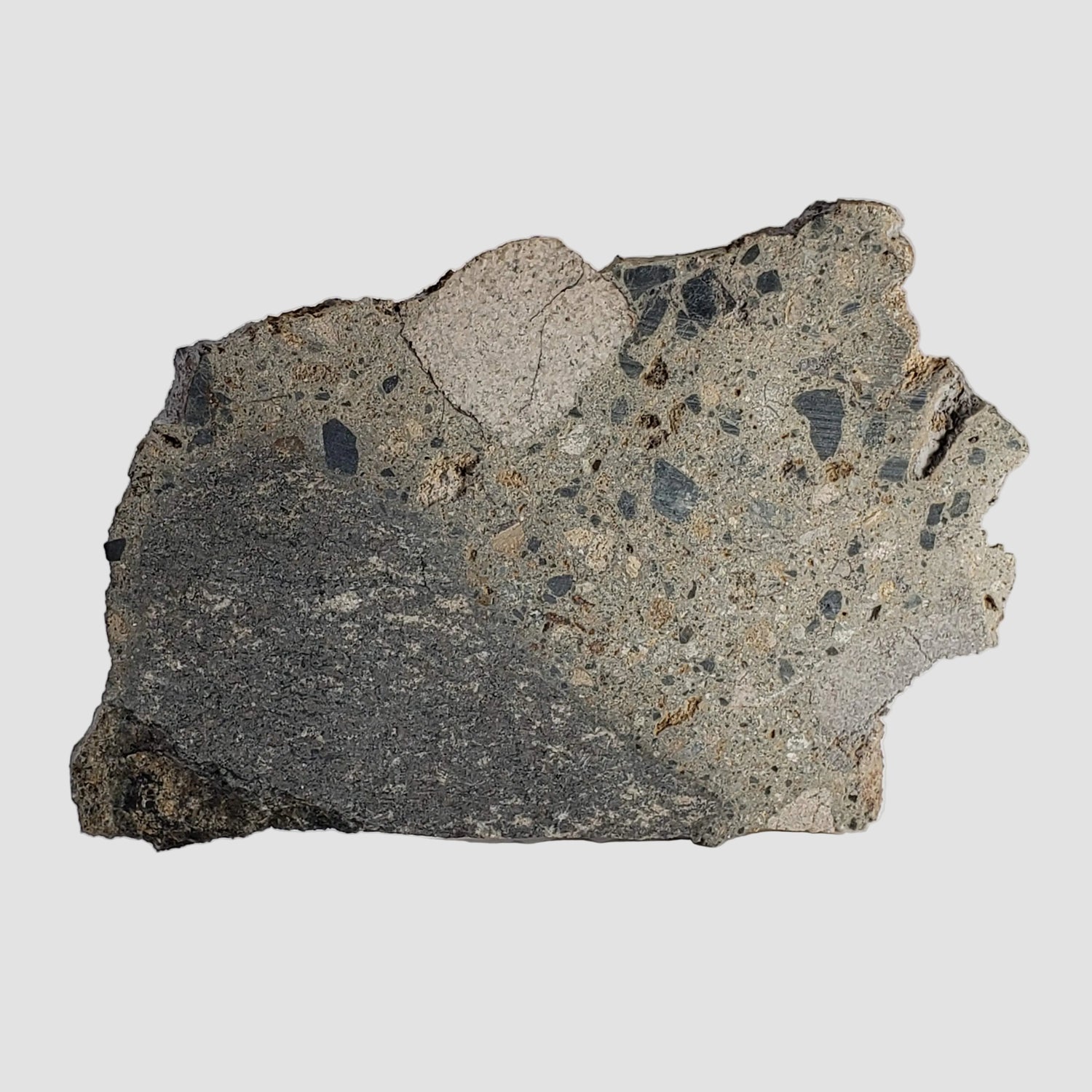 Impact Fallback Breccia Slice | 78.92 Grams | Suevite Impactite | Wanapitei Lake, Canada