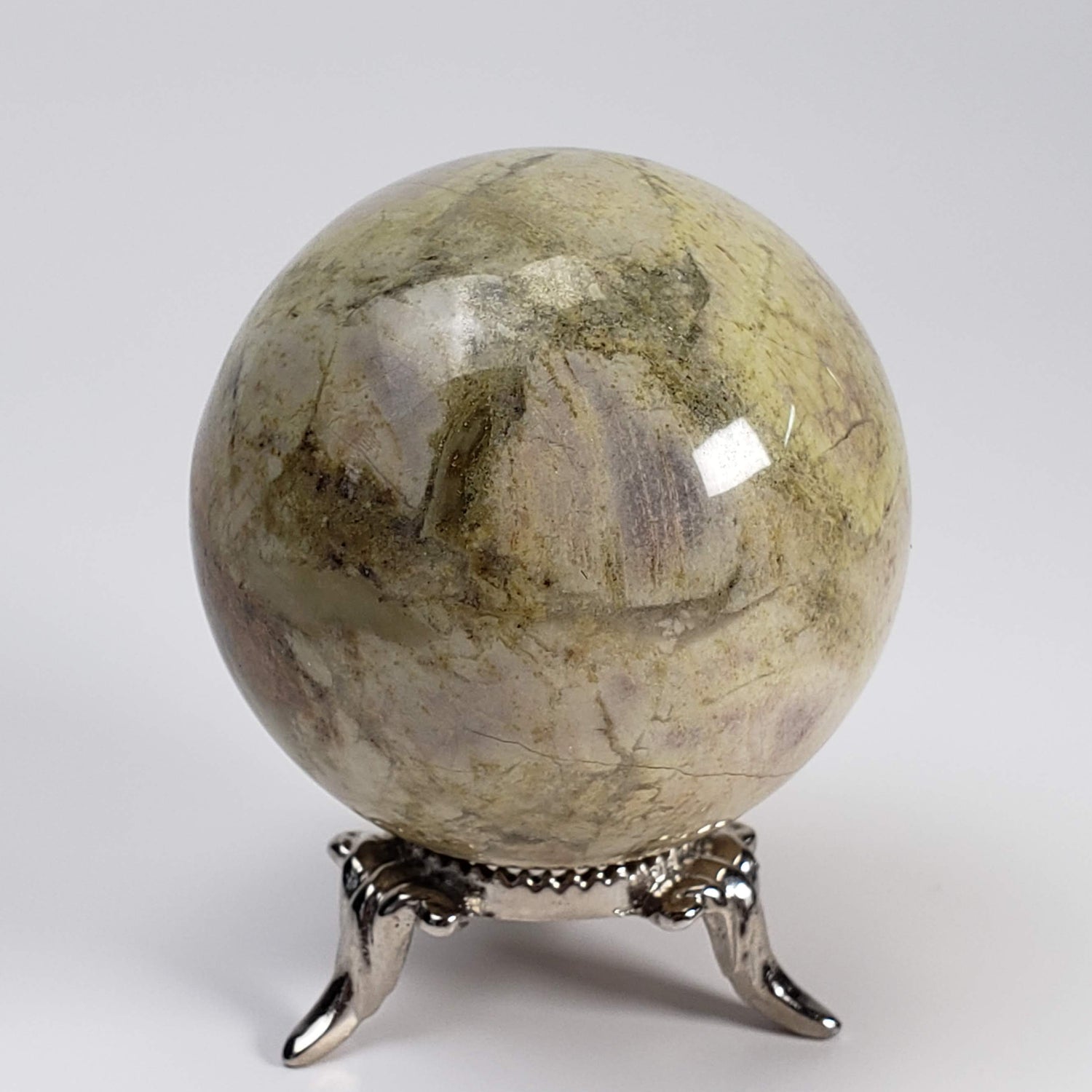 Silver Lace Agate Sphere | Green Gray Brown | 50 mm, 2 in | 198.95 grams