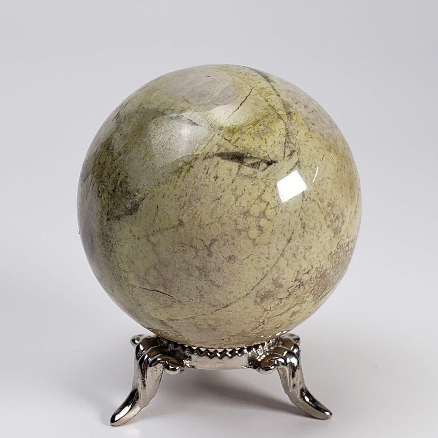 Silver Lace Agate Sphere | Green Gray Brown | 50 mm, 2 in | 198.95 grams