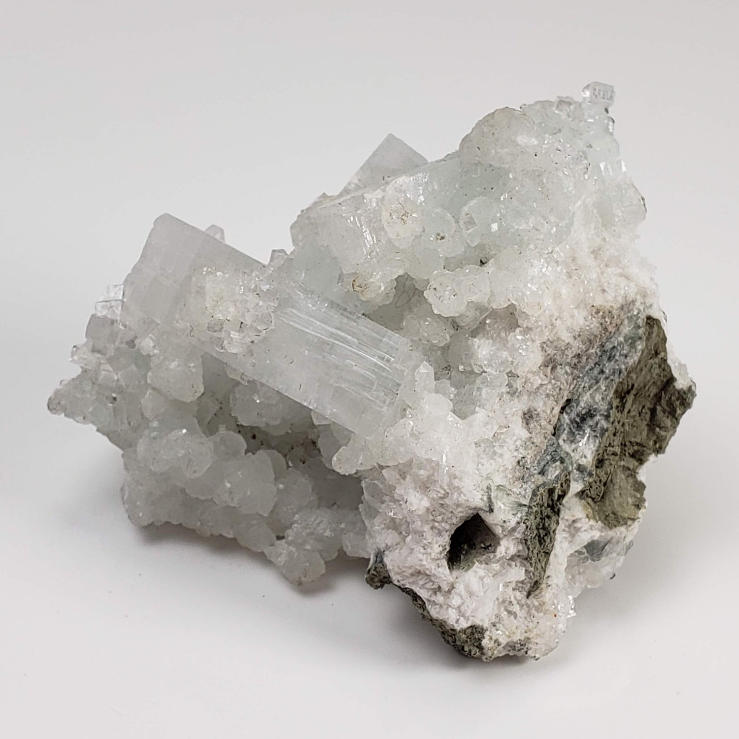 Apophyllite and Prehnite Cluster Crystal | 86 grams | Mumbai, India