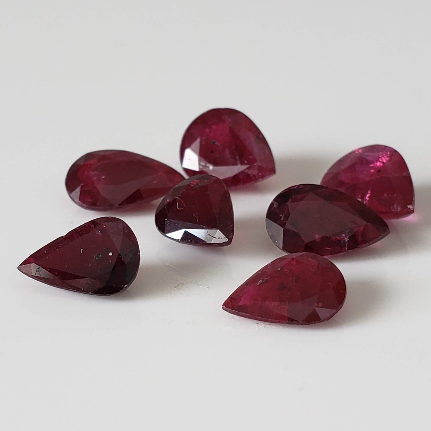 Ruby | 7 Piece Gemstone Lot | Pear Shape Cut | Red | 8.9tcw