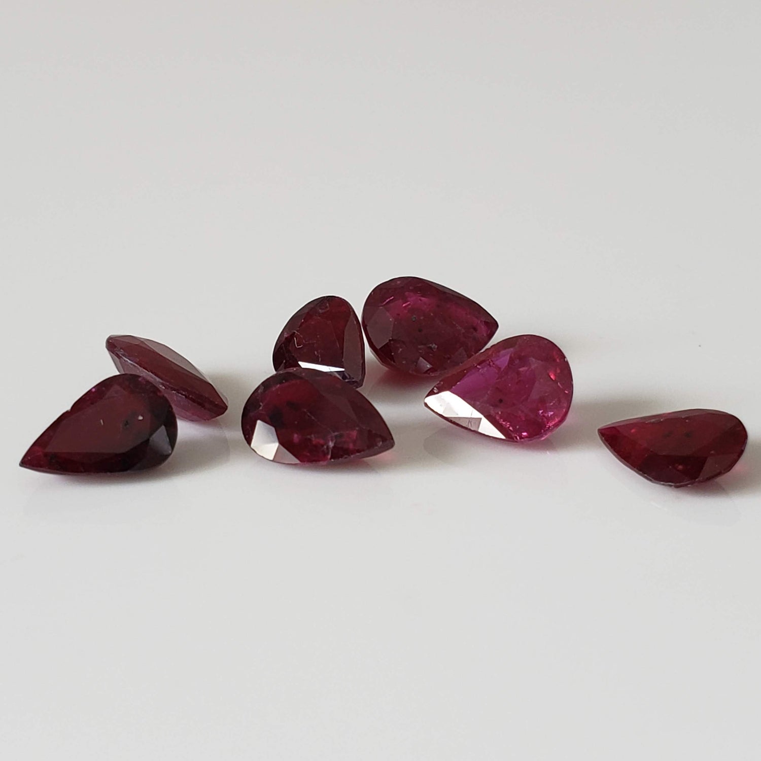 Ruby | 7 Piece Gemstone Lot | Pear Shape Cut | Red | 8.9tcw