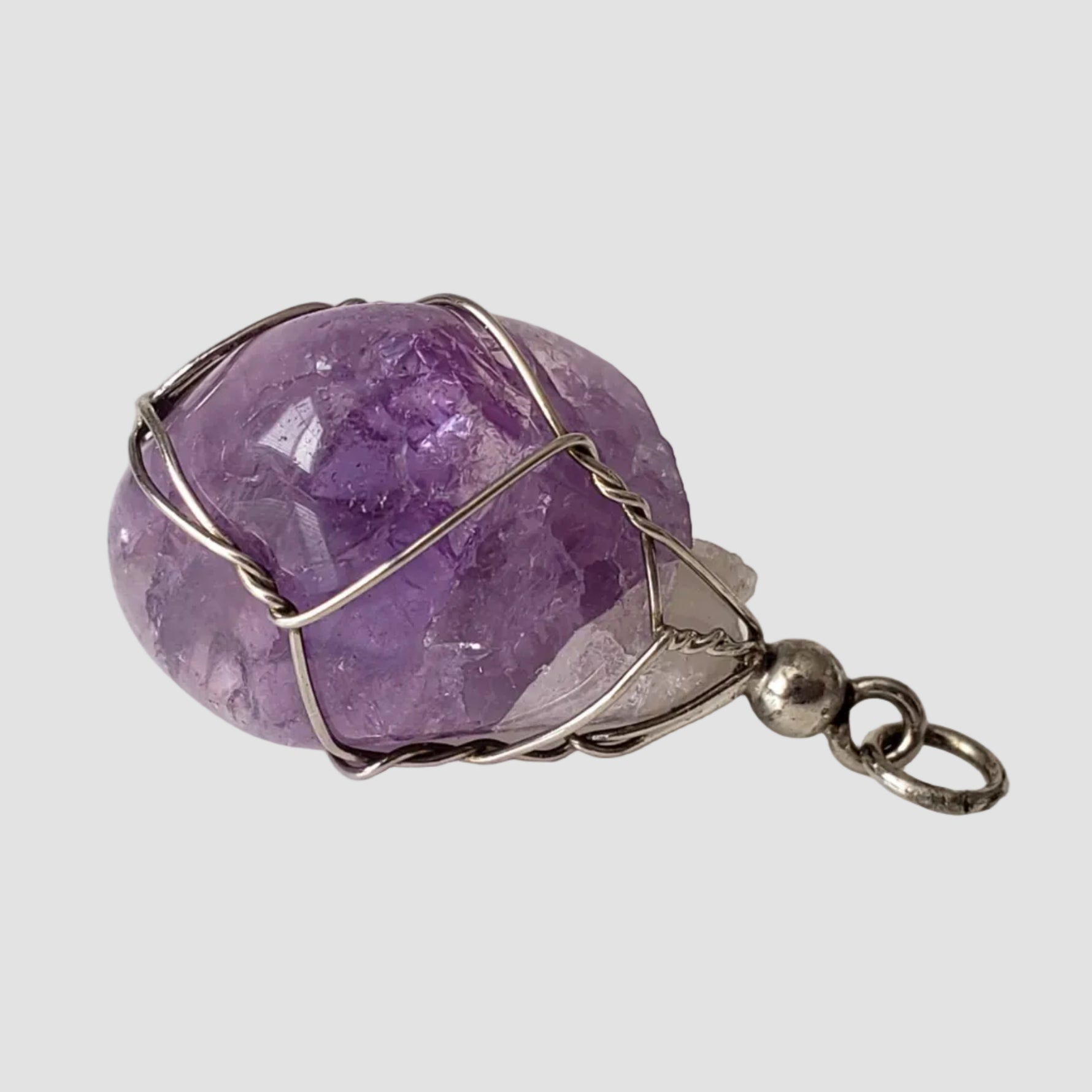  Amethyst Pendant | 925 Silver Wire Wrapped Pendant | Natural Tumbled Amethyst 3