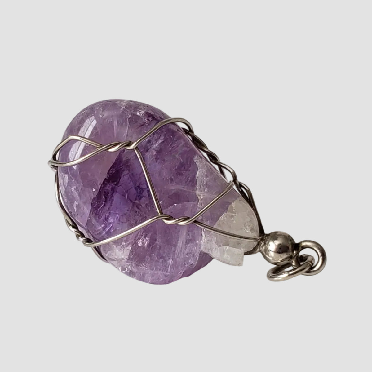  Amethyst Pendant | 925 Silver Wire Wrapped Pendant | Natural Tumbled Amethyst 4