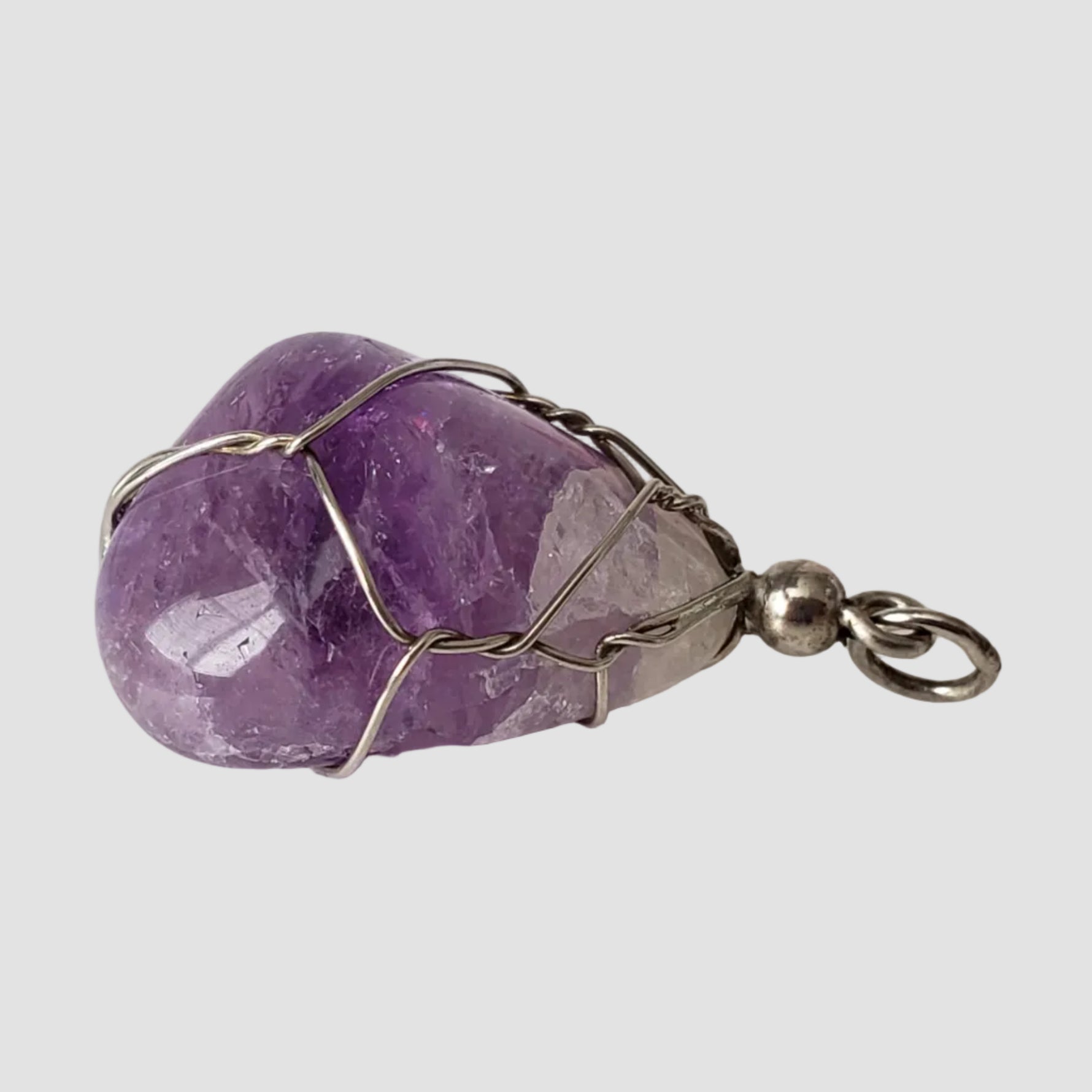  Amethyst Pendant | 925 Silver Wire Wrapped Pendant | Natural Tumbled Amethyst 2