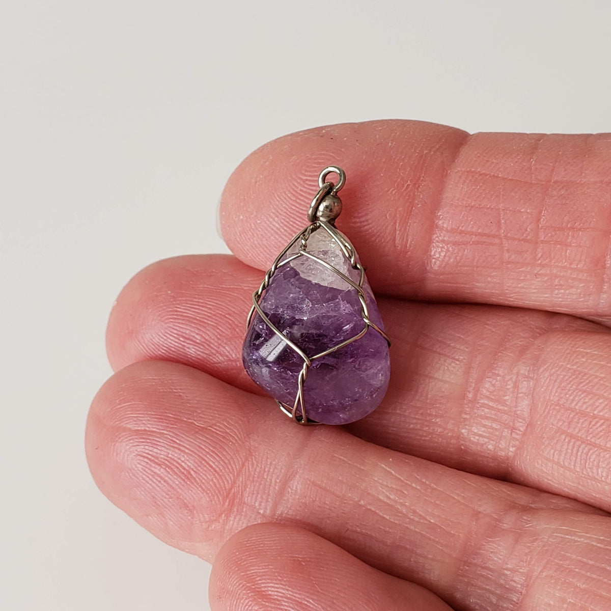 Amethyst Pendant | 925 Silver Wire Wrapped Pendant | Natural Tumbled Amethyst 7