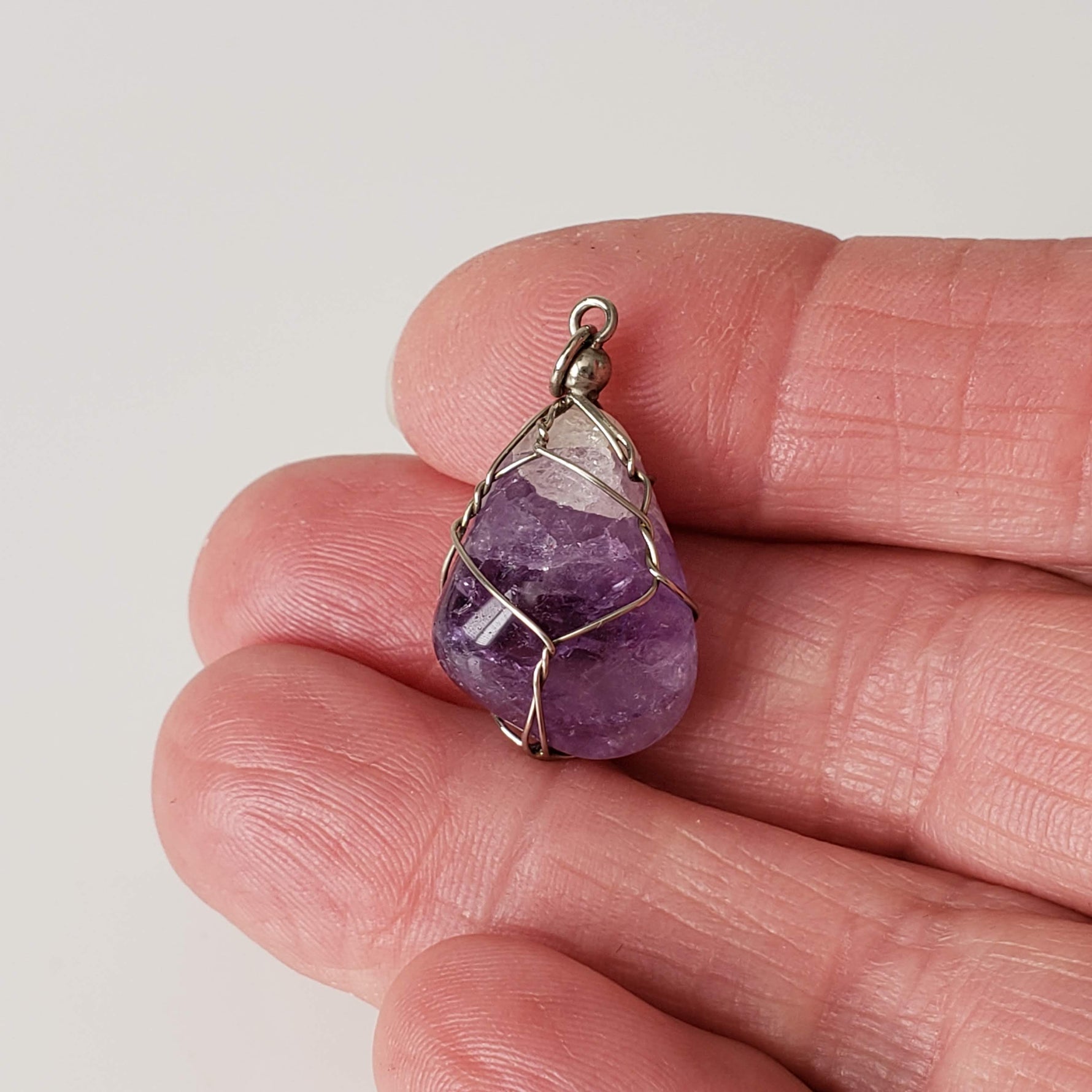  Amethyst Pendant | 925 Silver Wire Wrapped Pendant | Natural Tumbled Amethyst 7