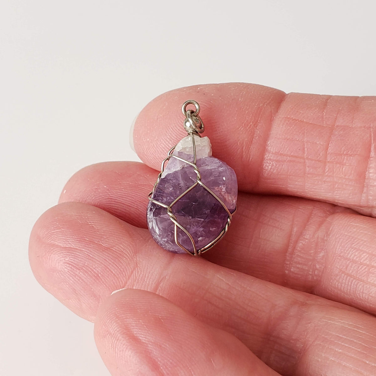  Amethyst Pendant | 925 Silver Wire Wrapped Pendant | Natural Tumbled Amethyst 6