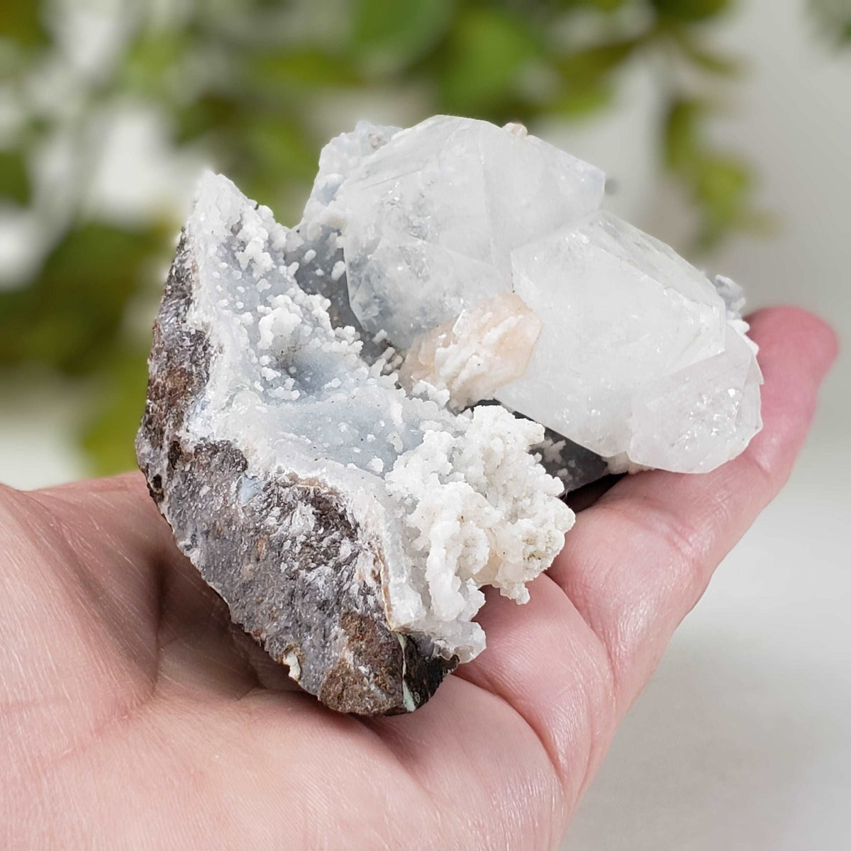  Apophyllite and Stilbite on Chalcedony Druse | 302gr | Jalgaon, India 3