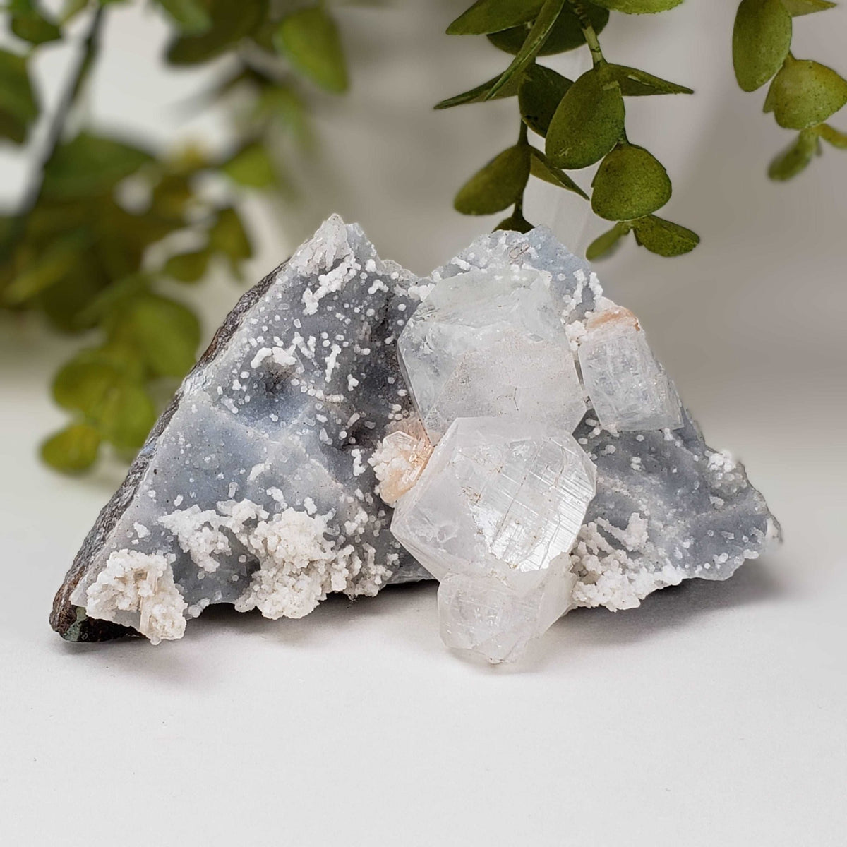  Apophyllite and Stilbite on Chalcedony Druse | 302gr | Jalgaon, India 5