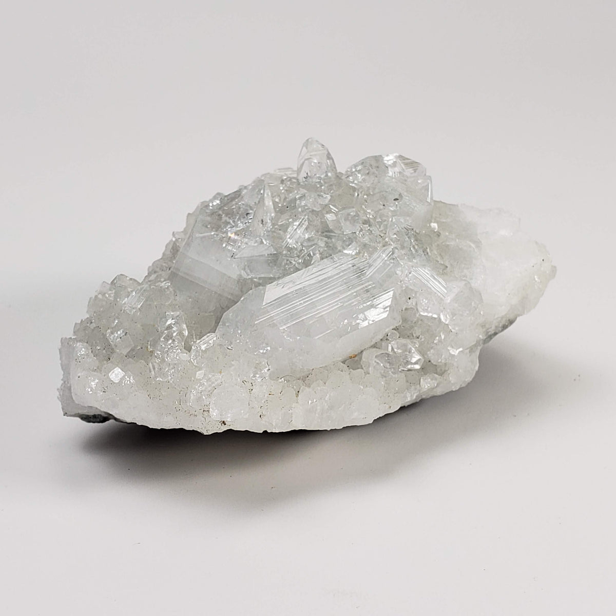 Apophyllite on Prehnite Crystal Cluster | 138 grams | India 4