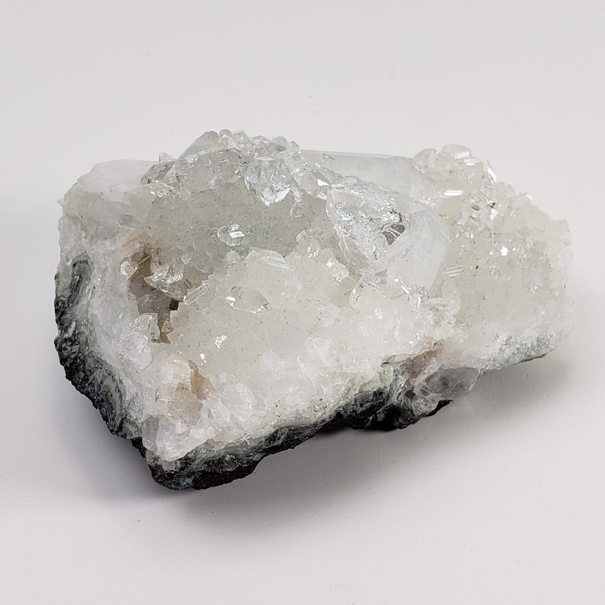 Apophyllite on Prehnite Crystal Cluster | 138 grams | India 5