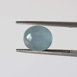  Aquamarine Cats Eye | Oval Cabochon | Light Grayish Blue | 10x8.8mm 4.1ct 4