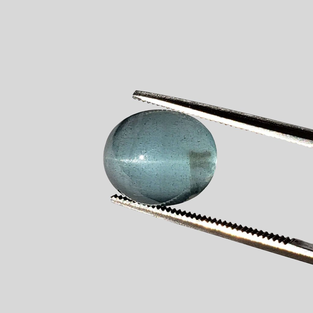  Aquamarine Cats Eye | Oval Cabochon | Light Grayish Blue | 11.6x9.7mm 5.0ct | SO24 