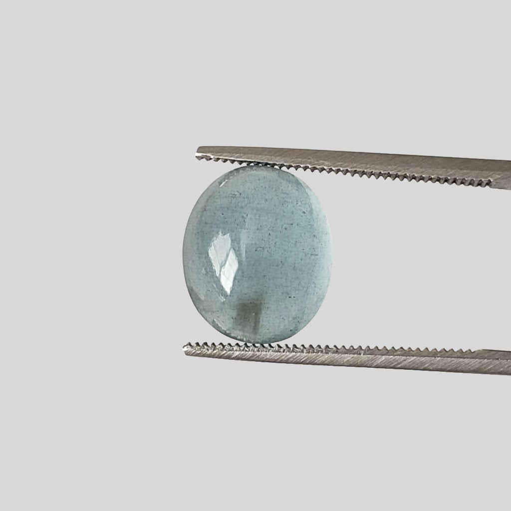  Aquamarine Cats Eye | Oval Cabochon | Light Grayish Blue | 11.6x9.7mm 5.0ct | SO24 1