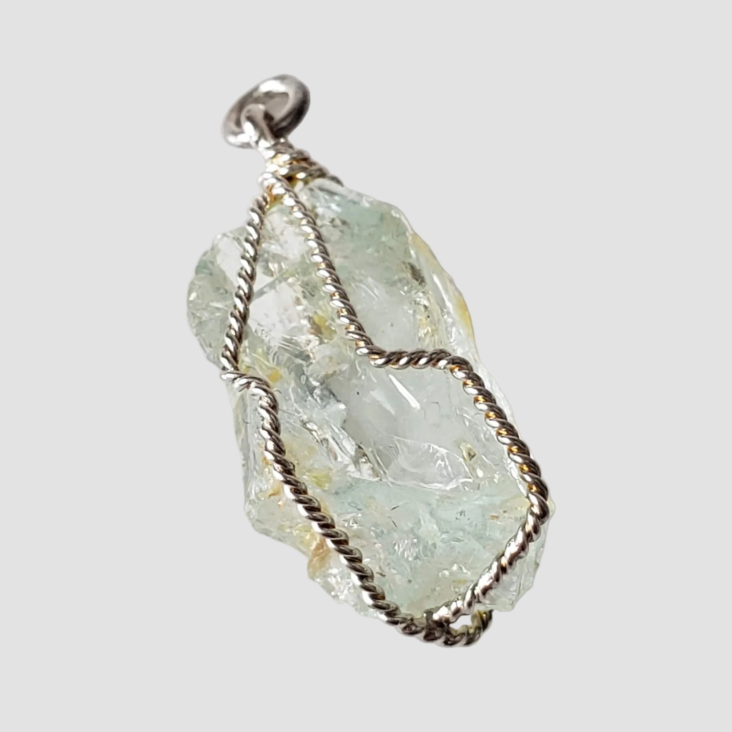  Aquamarine Pendant | 925 Silver Wire Wrapped Pendant | Natural Raw Aquamarine 1