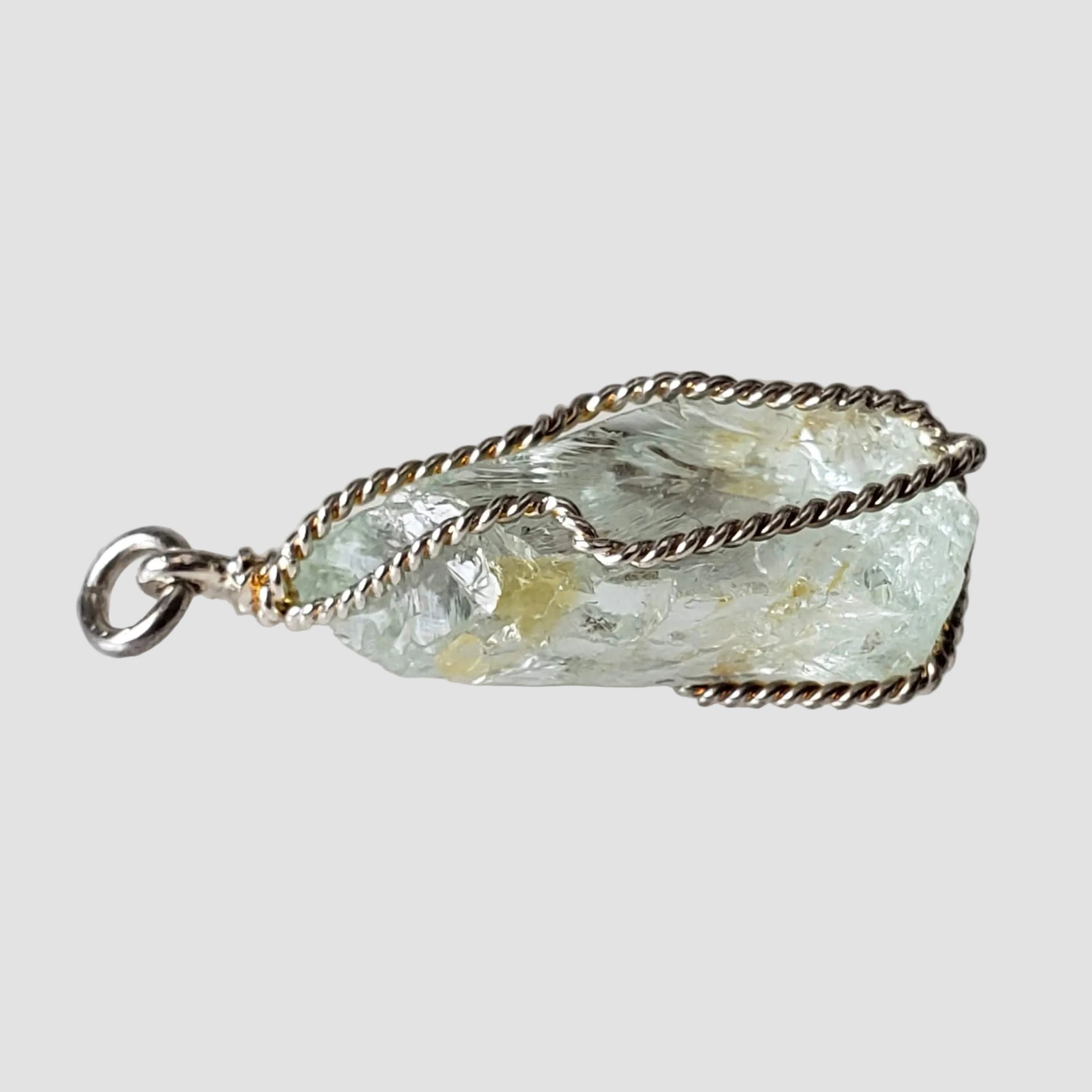  Aquamarine Pendant | 925 Silver Wire Wrapped Pendant | Natural Raw Aquamarine 2