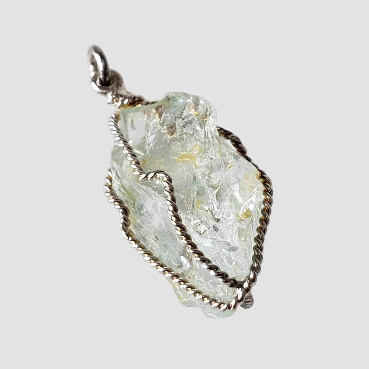  Aquamarine Pendant | 925 Silver Wire Wrapped Pendant | Natural Raw Aquamarine 