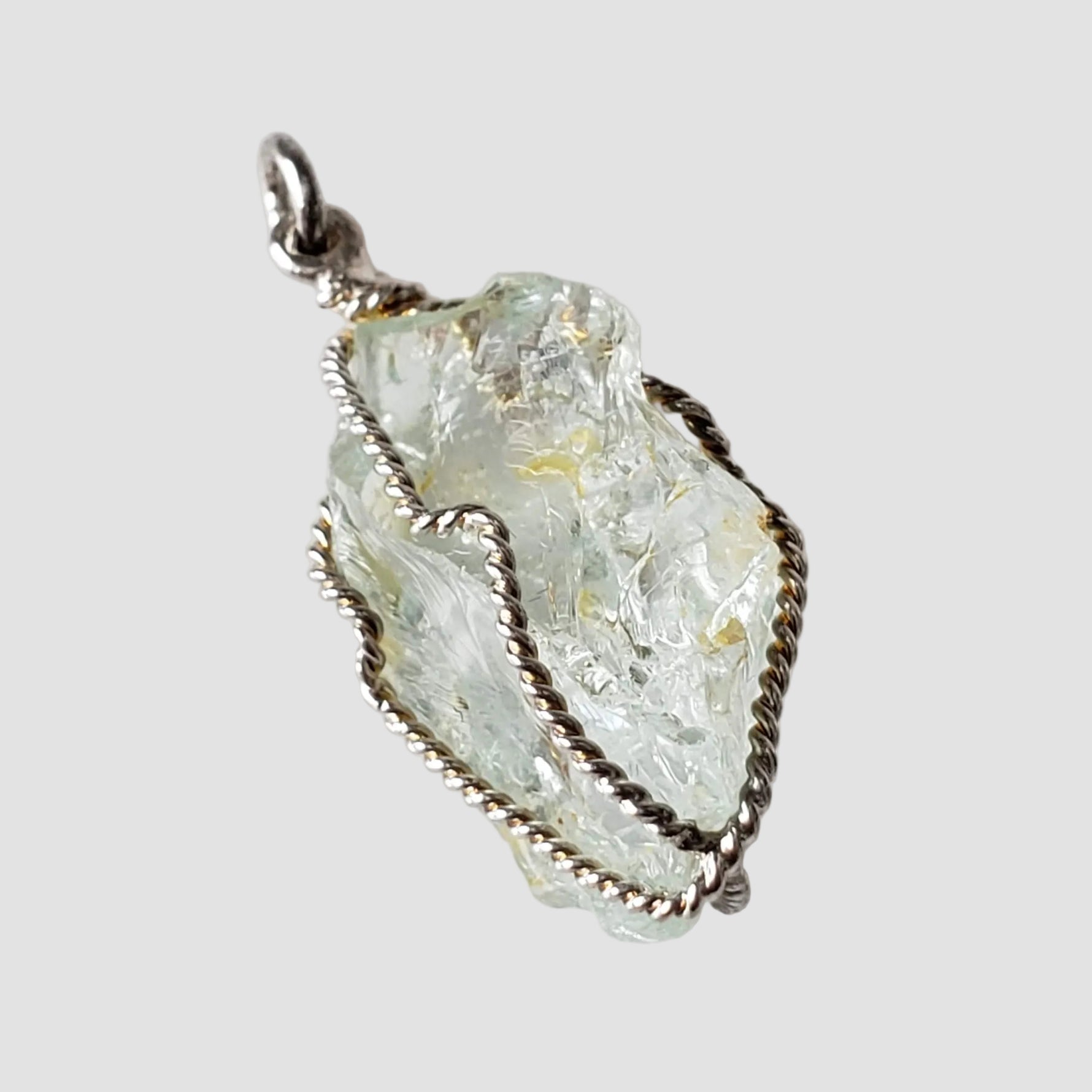  Aquamarine Pendant | 925 Silver Wire Wrapped Pendant | Natural Raw Aquamarine 