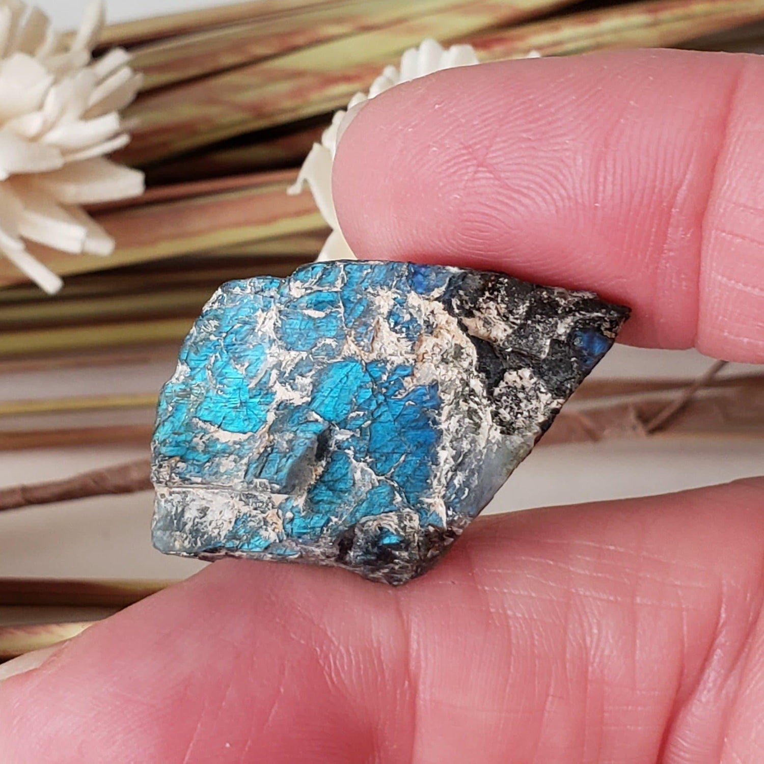  Authentic Labradorite Natural Rainbow Unpolished Stone Slice Mineral, 3 Piece Lot, 17.8 Gr, Labrador Canada SO24 1