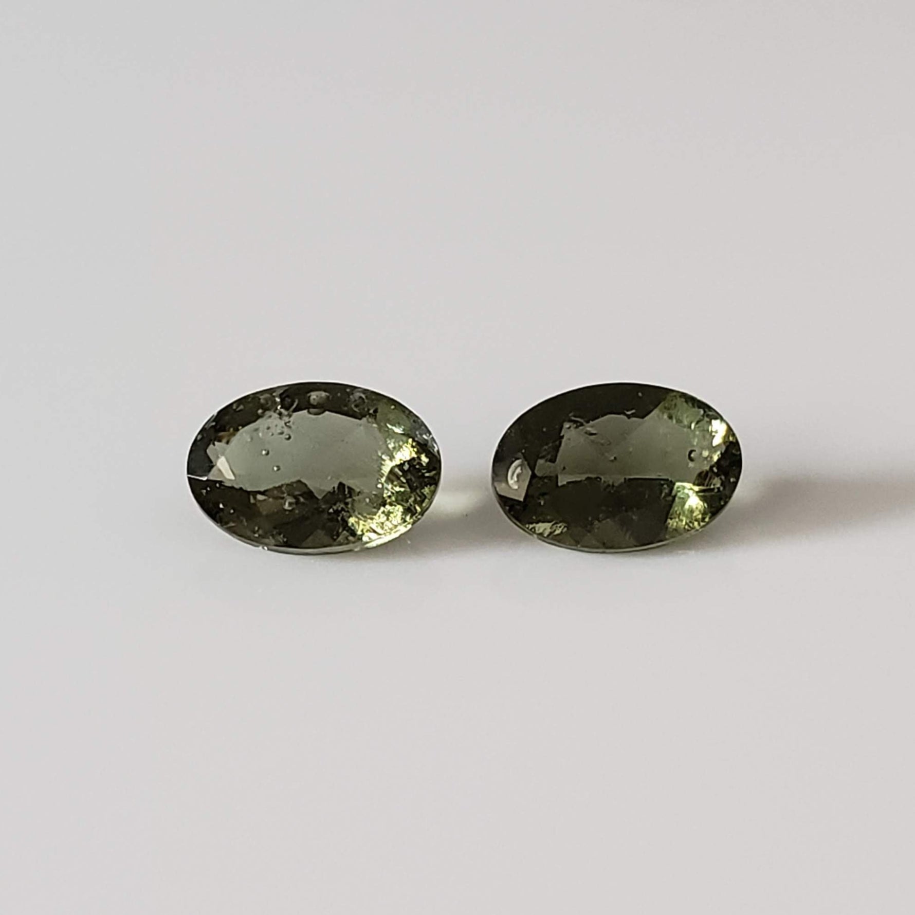  Authentic Moldavite | 2 Piece Lot | Oval Cut | 6x4mm | Chlum Region, Czech Republic 