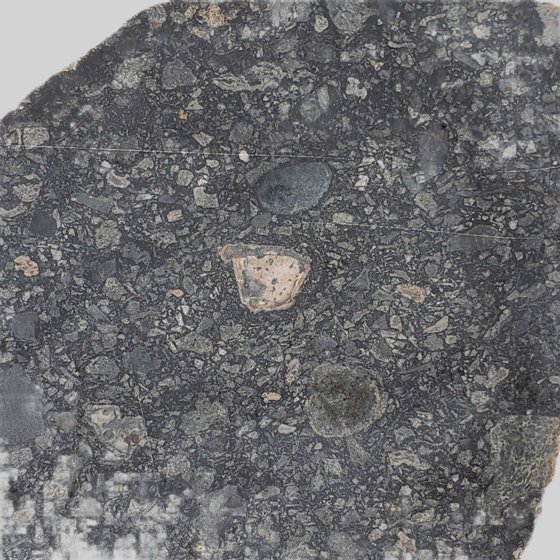  Black Onaping | 191 Grams | Impactite Breccia Slice | Sudbury Structure, Canada 2