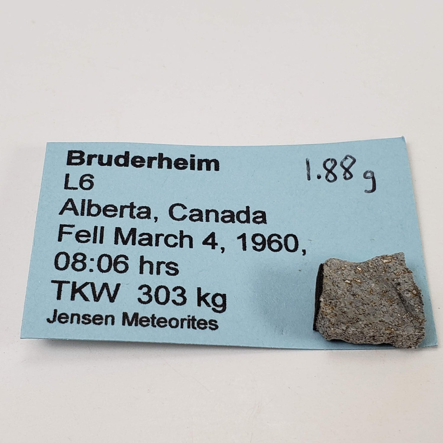  Bruderheim Meteorite | 1.88gr | Part Slice | L6 Class | Observed Fall 1960 Canada | SO24 1