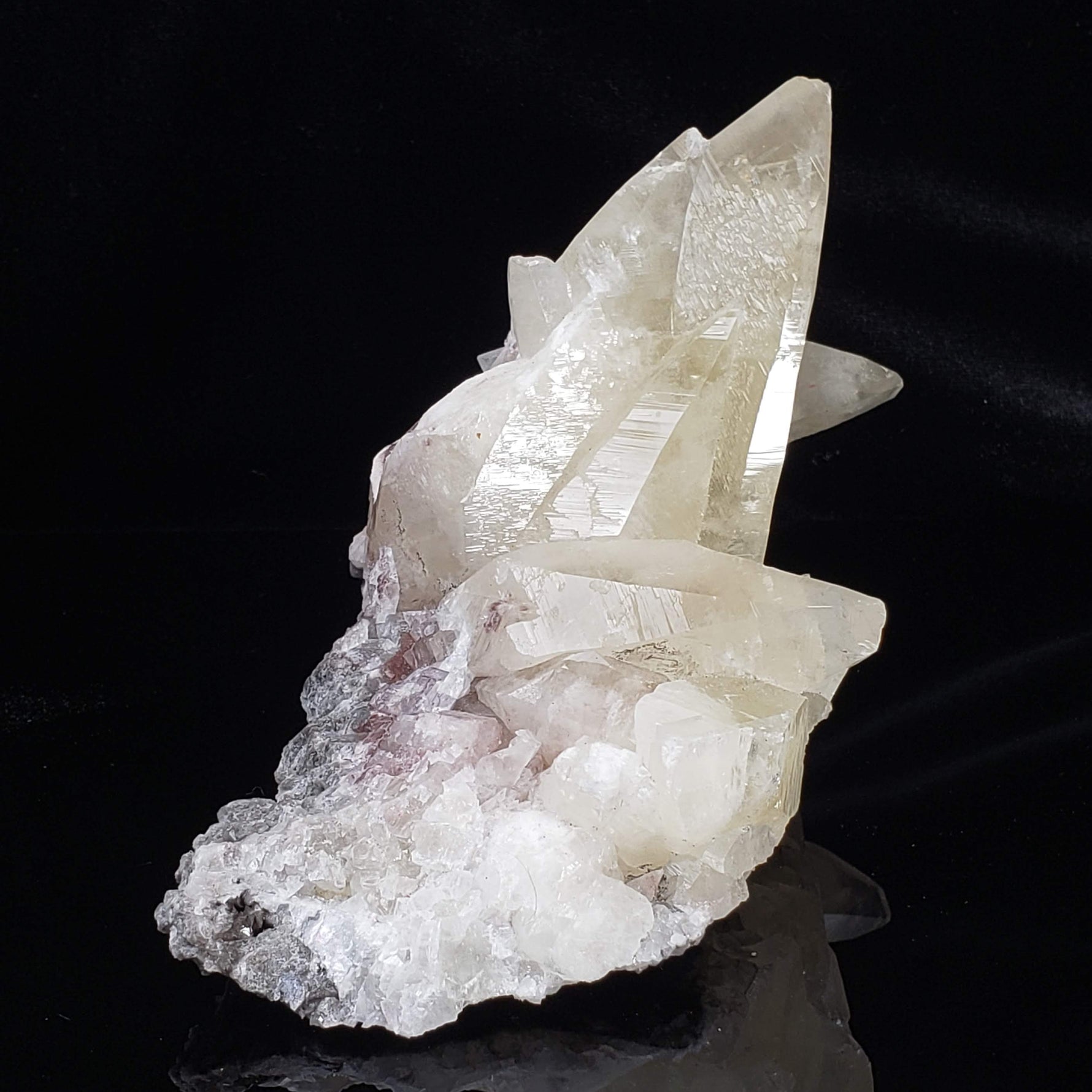  Calcite Points and Red Realgar Cluster | 462 Gr | Shimen Mine, Hunan Province, China 1