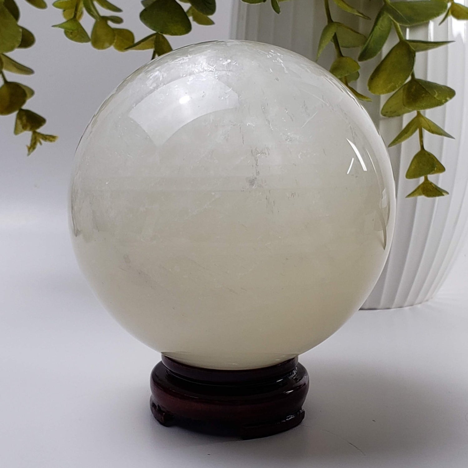  Calcite Sphere | Creamy White Crystal Ball | 110 mm, 4.25 in | Huge 1.9 Kg | China 2