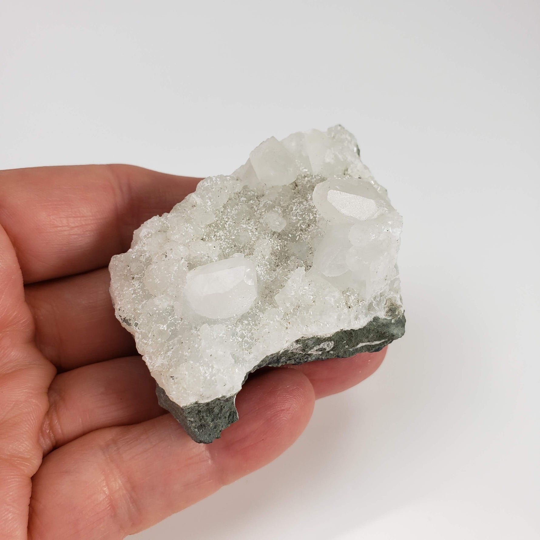  Calcite on Prehnite Crystal Cluster | 96 grams | Mumbai, India 7