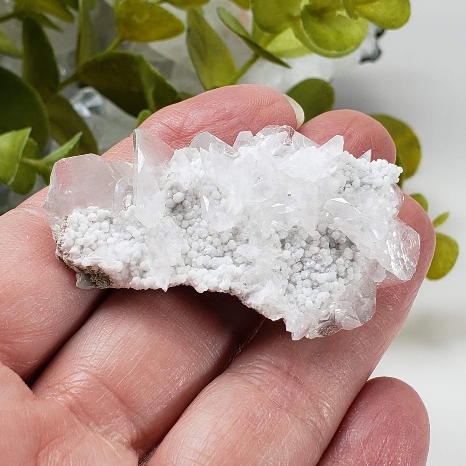  Calcite on Snowy Quartz Cluster | 21.2 gr | Xianhualing, Hunan Province, China 
