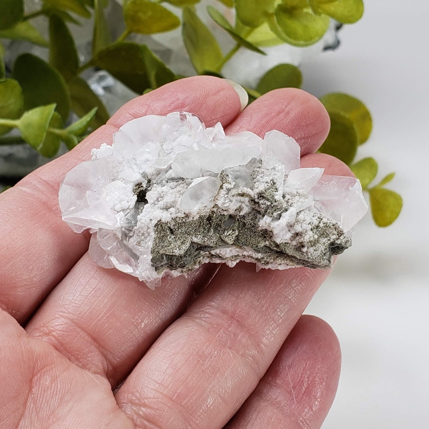  Calcite on Snowy Quartz Cluster | 21.2 gr | Xianhualing, Hunan Province, China 1