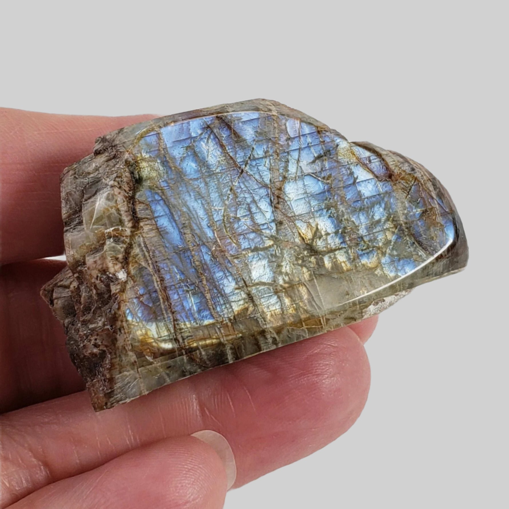  Canadian Labradorite | Polished Flat Stone | Natural Grey Rainbow | 39.6 | Quebec, Canada 2