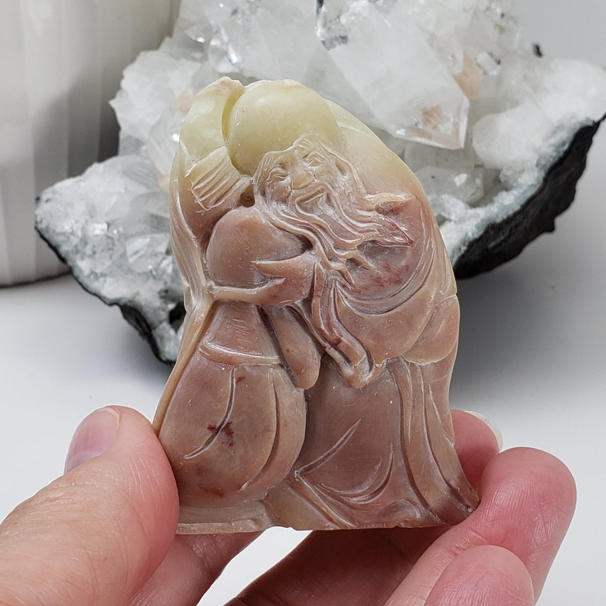  Chinese Shoushan Stone | God of Longevity | Hand Carved | 130 grams | Fujian Province, China 4
