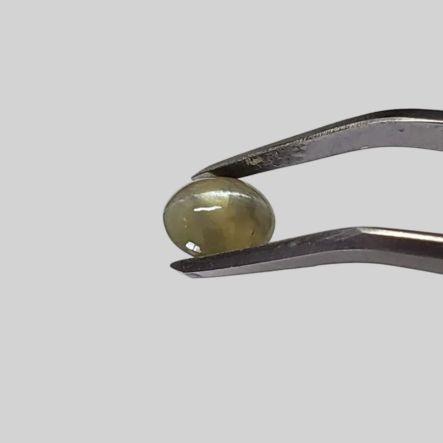  Chrysoberyl Cats Eye | Oval Cabochon | Amber Green | 7.5x6.5mm 1.5ct 1