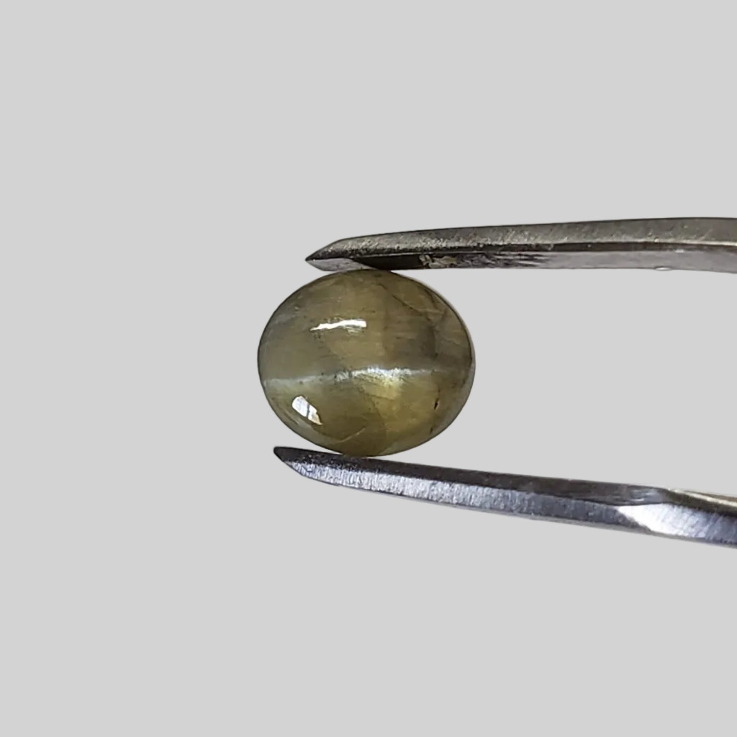  Chrysoberyl Cats Eye | Oval Cabochon | Amber Green | 7.5x6.5mm 1.5ct 