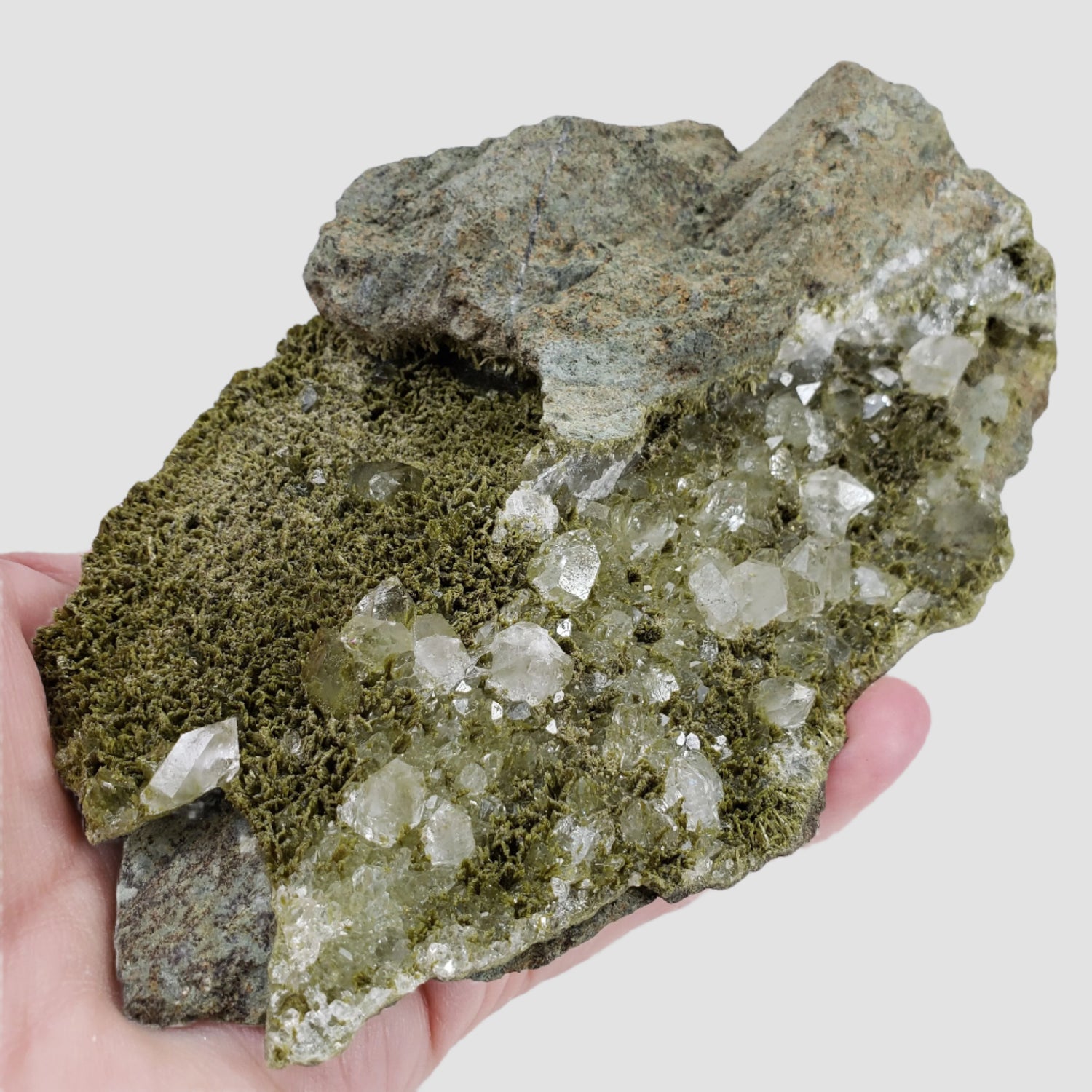  Clinozoisite var. Pistacite and Quartz Cluster | 623.8 gr | Green Epidote | Alicante, Spain 