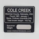  Cole Creek Meteorite | 0.45 Gr | Part Slice | H5 Chondrite | Low TKW | Nebraska, USA 6