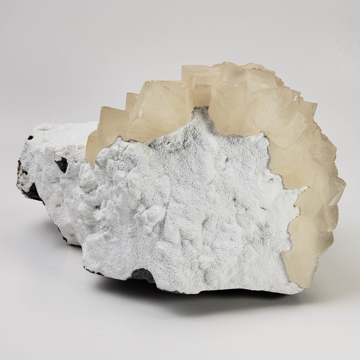  Cubic Calcite on Mordenite Druse | 3.43 KG | Nashik India 4