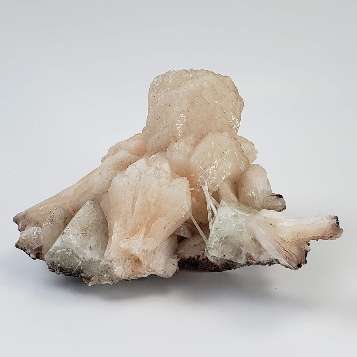  Cubic Green Apophyllite on Pink Stilbite with Scolecite Spray | 812 gr | Crystal | Nasik, India 