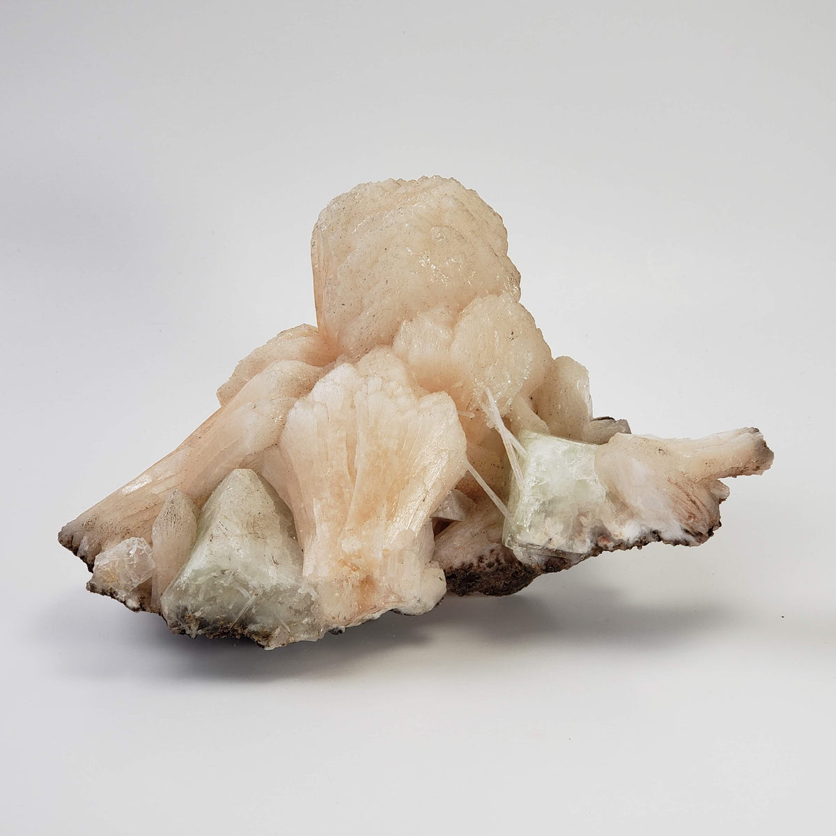  Cubic Green Apophyllite on Pink Stilbite with Scolecite Spray | 812 gr | Crystal | Nasik, India 5