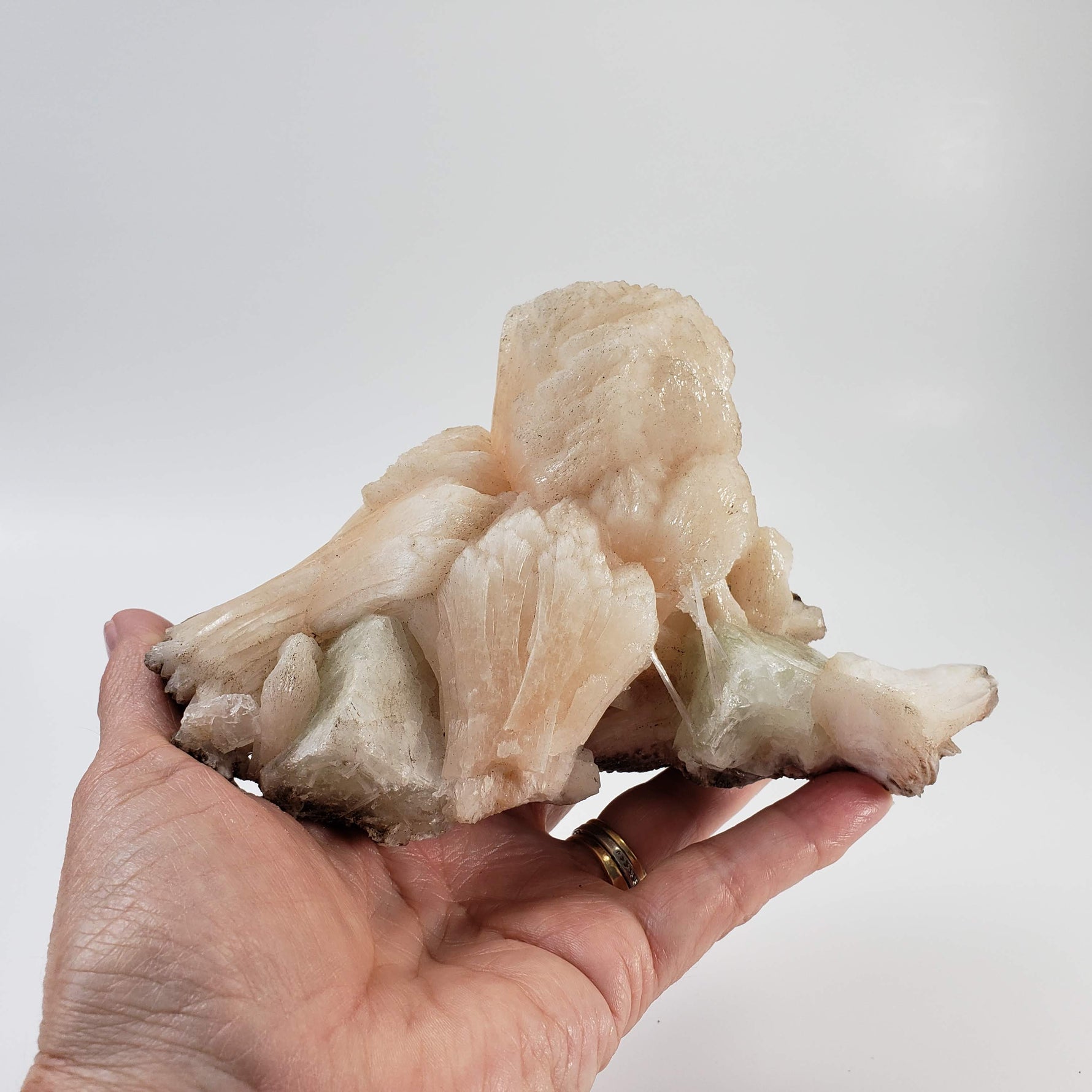  Cubic Green Apophyllite on Pink Stilbite with Scolecite Spray | 812 gr | Crystal | Nasik, India 6