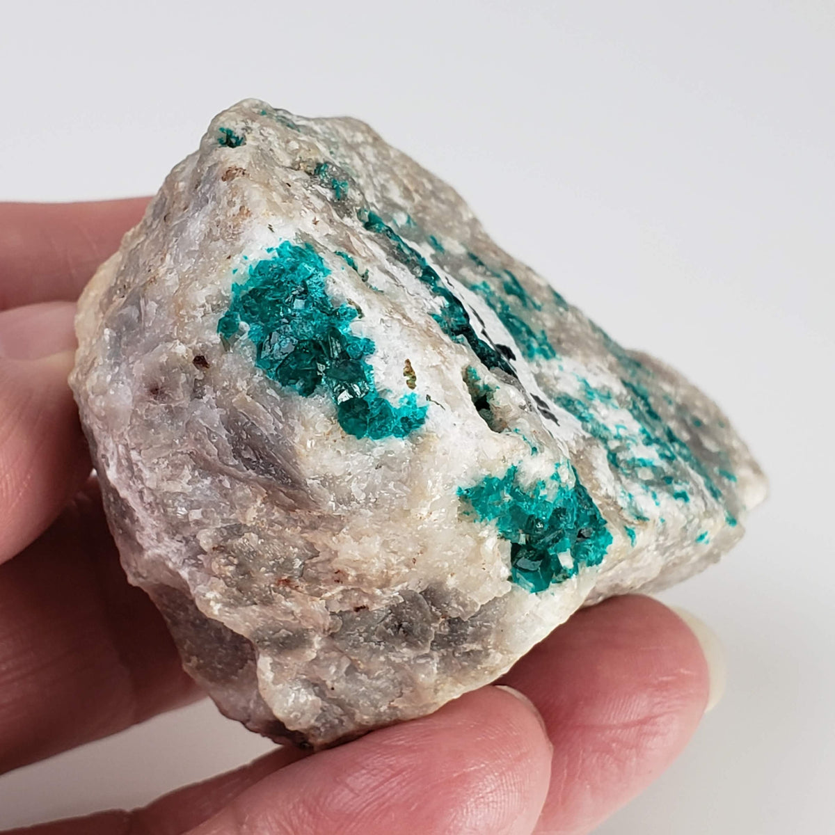  Dioptase on Calcite | Emerald Green Crystals | 116.72 Gr | Tsumeb Mine, Otavi, Namibia 6