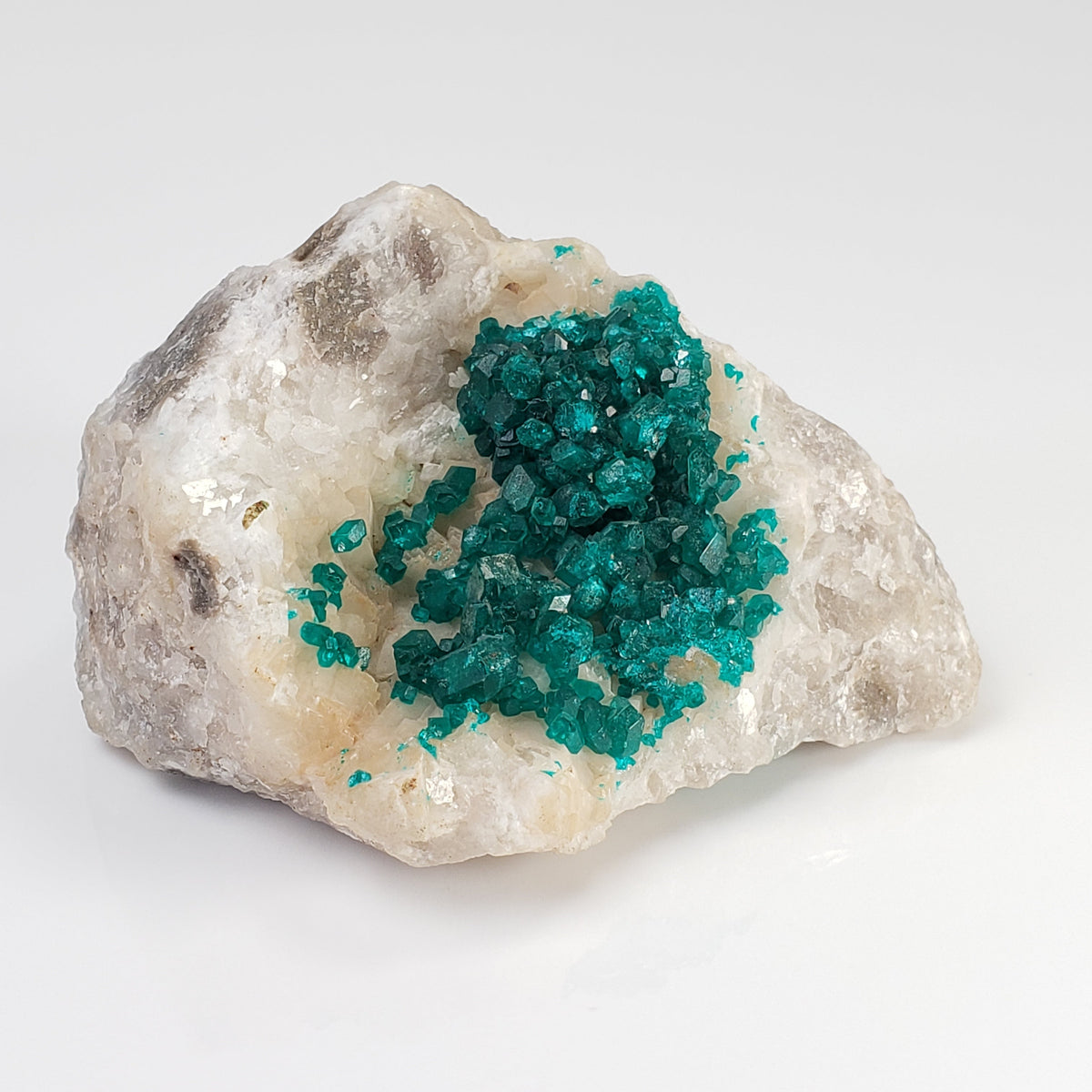  Dioptase on Calcite | Emerald Green Crystals | 116.72 Gr | Tsumeb Mine, Otavi, Namibia 